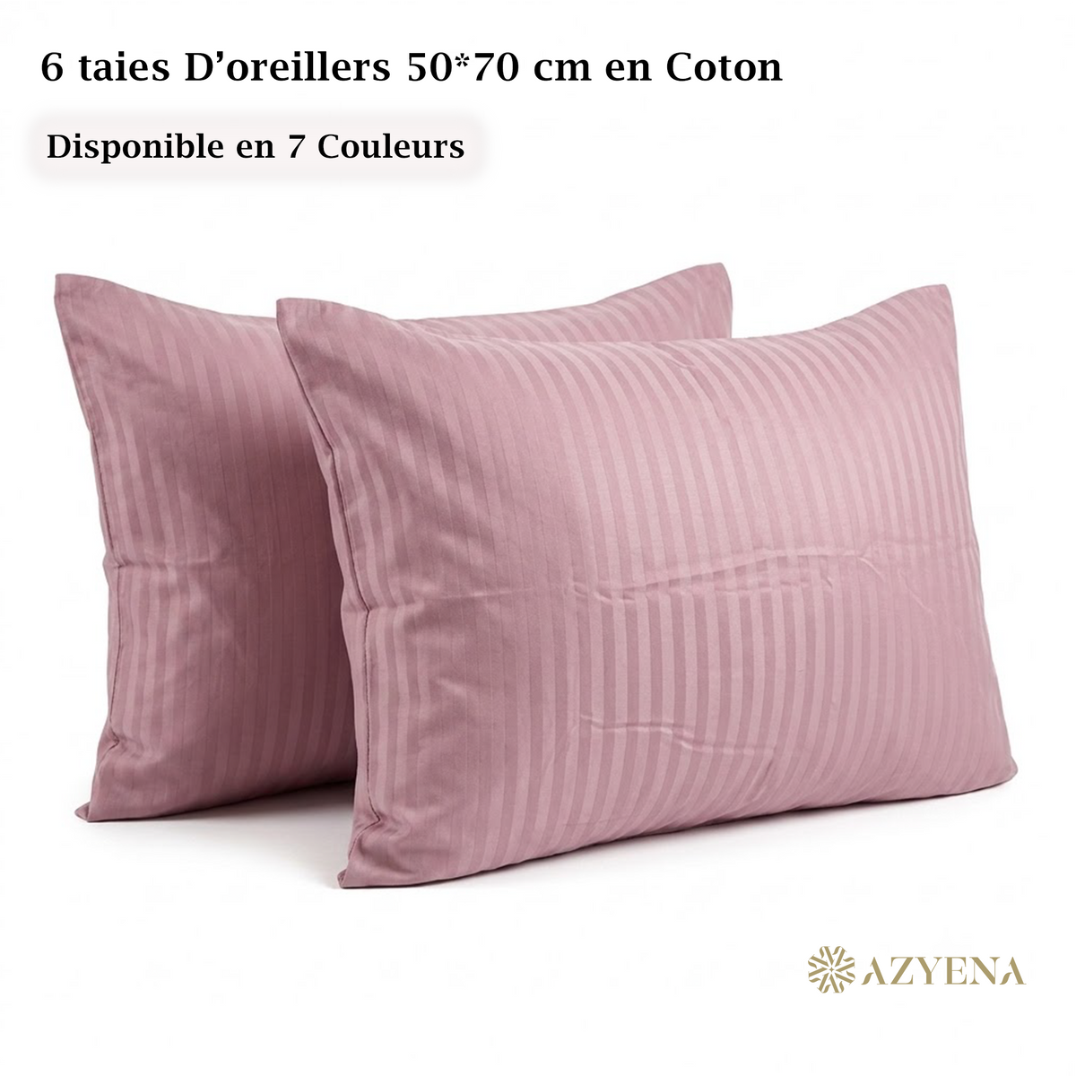 Lot de 6 Taies d'Oreiller en Satin de Coton 50*70 cm - Rose Gold