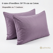 Lot de 6 Taies d'Oreiller en Satin de Coton 50*70 cm - Violet