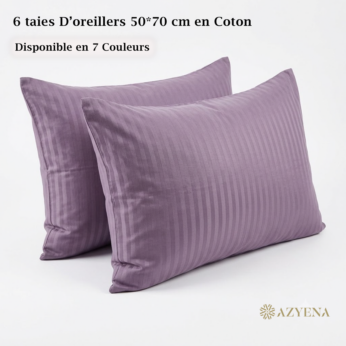 Lot de 6 Taies d'Oreiller en Satin de Coton 50*70 cm - Violet