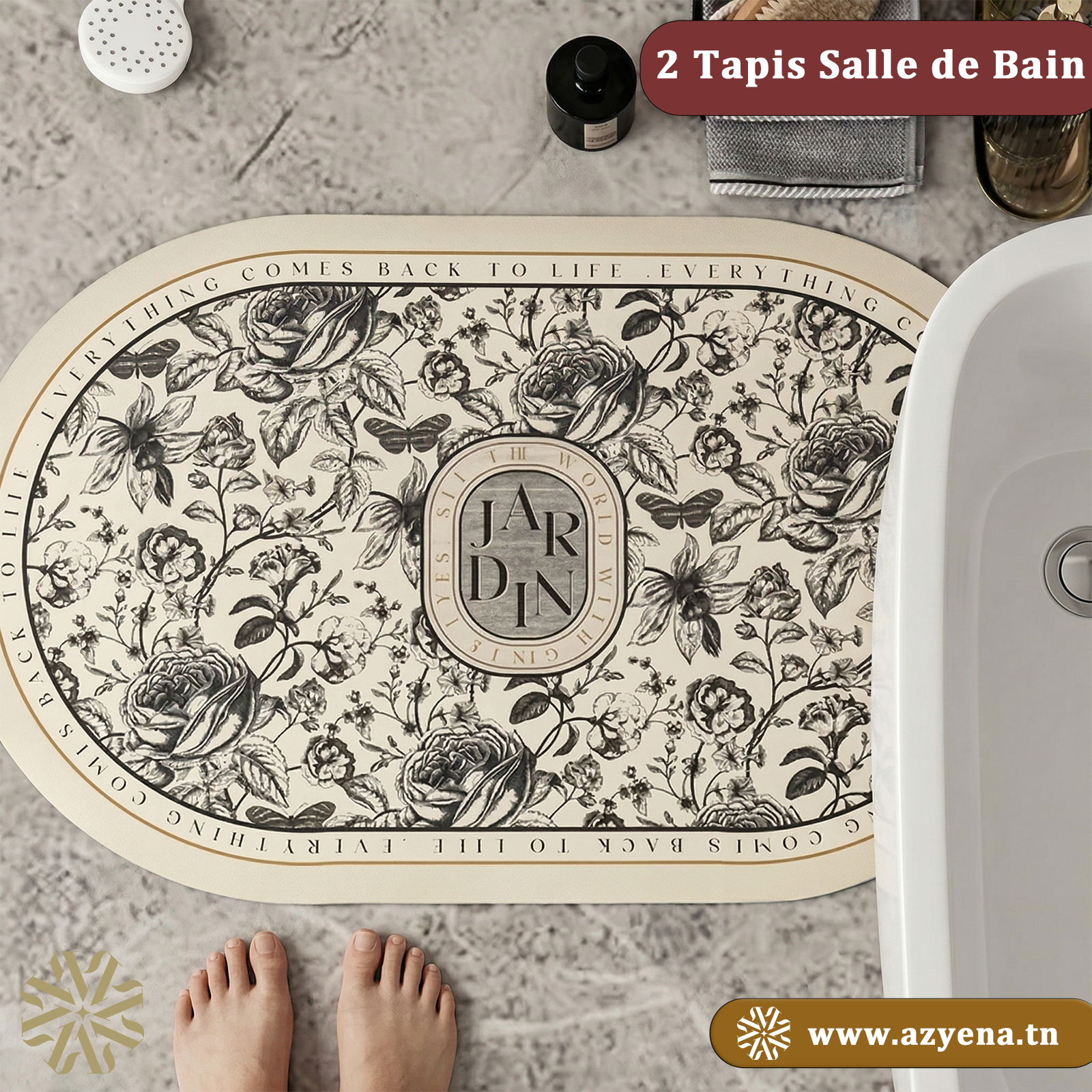 Ensemble 2 Tapis Salle Design Moderne Antidérapante , Absorbante