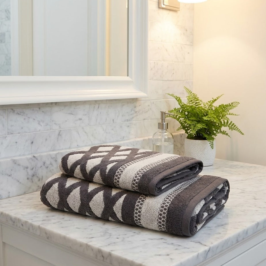 Lot de Deux Draps de Bain en 100% Coton Doux