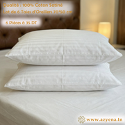 Lot de 6 Taies d'Oreiller en Satin de Coton 50*70 cm - Blanc